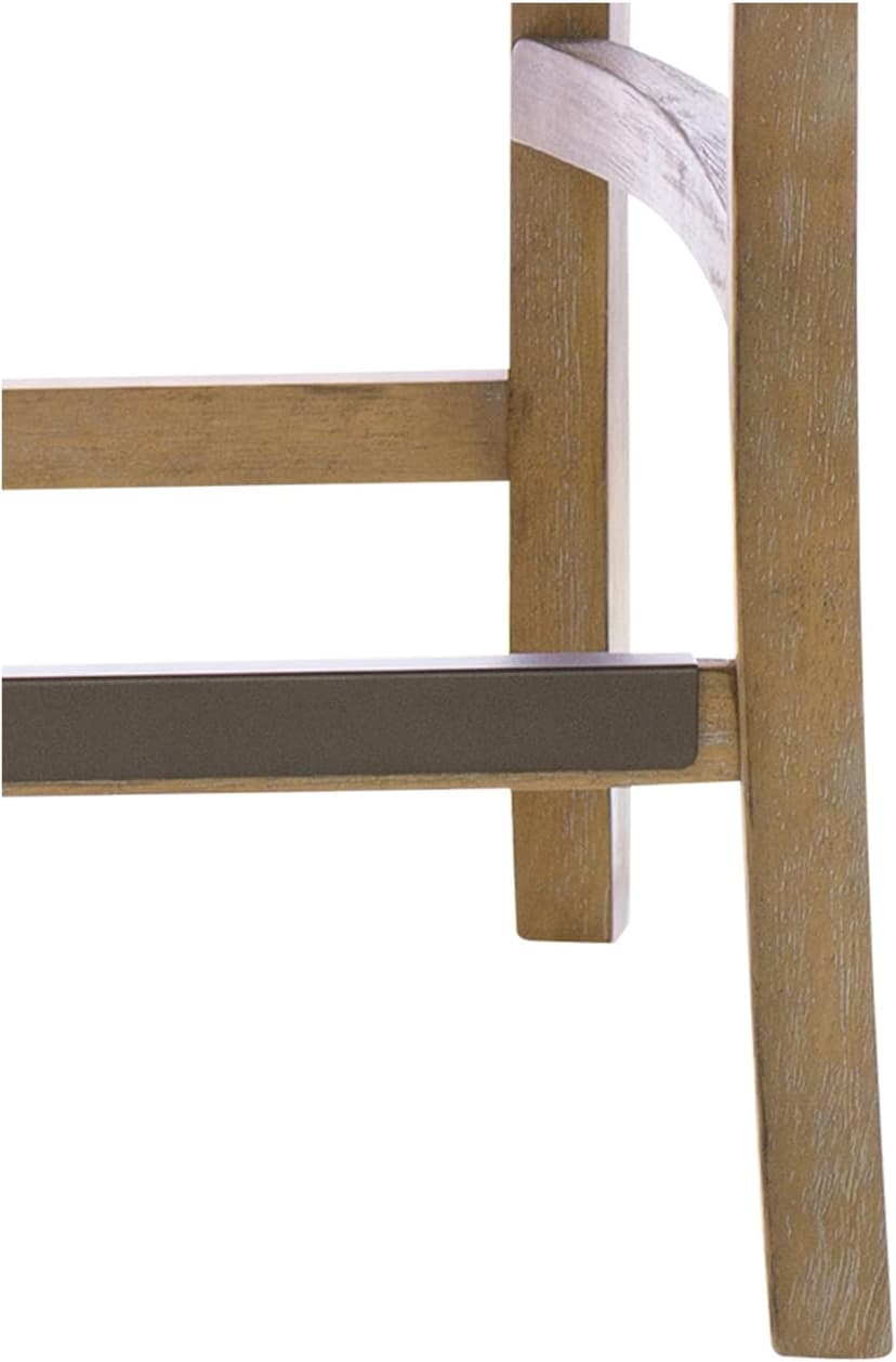 Madison Park Bar Stool with Rattan Back, Wood Counter Height Barstools, Farmhouse Stools with Open Arm Design, Mid-Century Modern Upholstered Bar Chair for Kitchen Island, 18.5" D x 18.5" W x 25.5" H