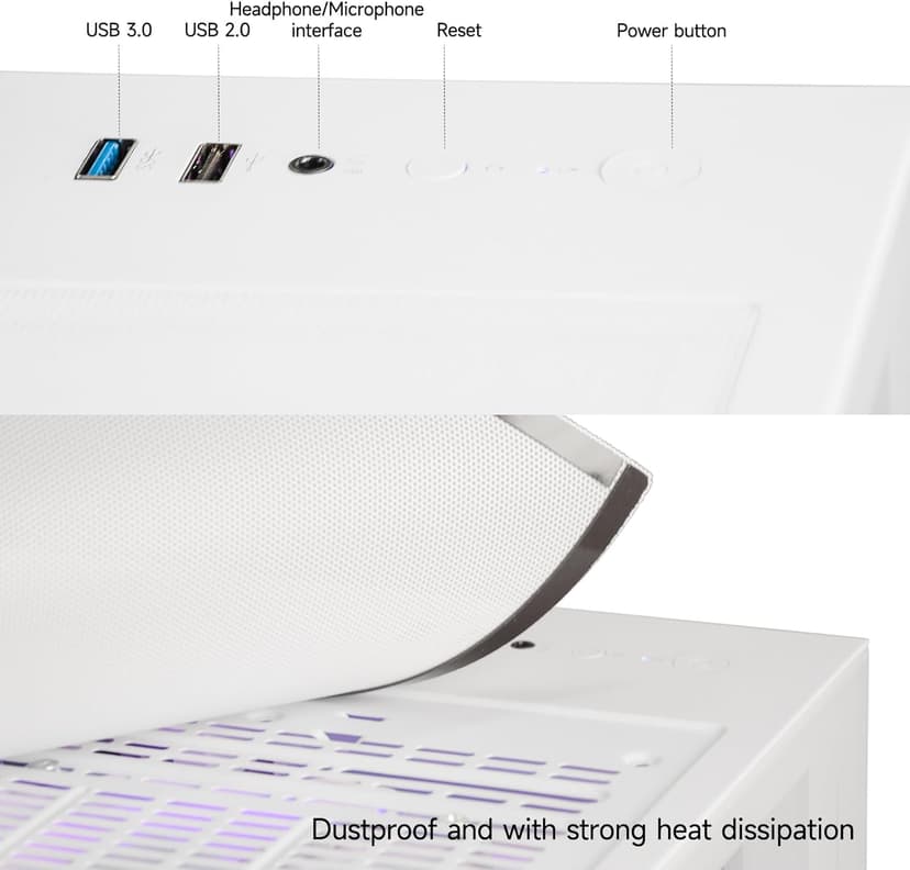 WIWB Gaming PC Desktop, Ryzen 7 8700F, GeForce RTX 5060(8G), 32GB DDR5 RAM, 1TB NVMe 3.0 SSD, Wi-Fi 6 650W PSU High-end Tower Computer (White)