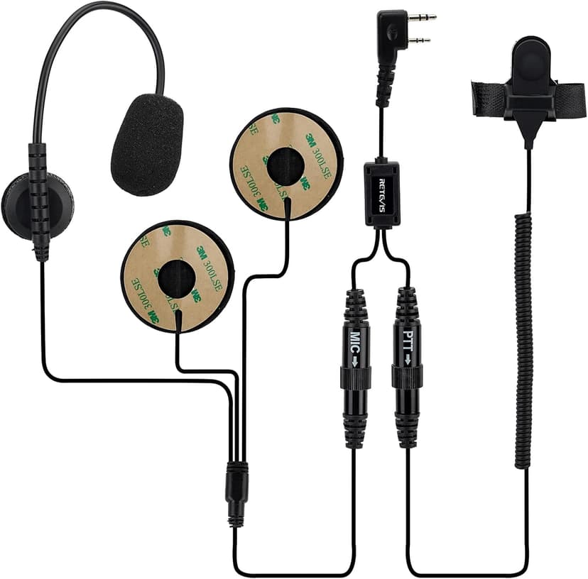 Retevis Two Way Radio Headset with Mic, Open Full Face Motorcycle Helmet, Finger PTT, for RT22 RT21 H777, Compatible with Pxton, Baofeng BF-888S, Kenwood Walkie Talkies, Walkie Talkie Earpiece(1 Pack)