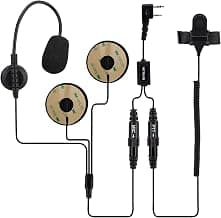 Retevis Two Way Radio Headset with Mic, Open Full Face Motorcycle Helmet, Finger PTT, for RT22 RT21 H777, Compatible with Pxton, Baofeng BF-888S, Kenwood Walkie Talkies, Walkie Talkie Earpiece(1 Pack)