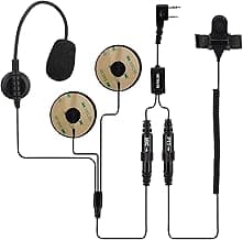 Retevis Two Way Radio Headset with Mic, Open Full Face Motorcycle Helmet, Finger PTT, for RT22 RT21 H777, Compatible with Pxton, Baofeng BF-888S, Kenwood Walkie Talkies, Walkie Talkie Earpiece(1 Pack)
