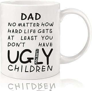 Unique Ceramic Cup Printed on Both Sides Personalized Christmas Birthday Father’s Day Presents for Dad Husband Stepfather Fathers Day Dad Gifts 11oz Funny Coffee Mug for Dad from Daughter Son Wife B09C8JJFL2