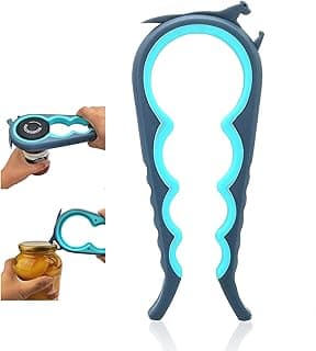 Otstar Jar Opener Bottle Opener and Can Opener for Weak hands, Seniors with Arthritis and Anyone with Low Strength, Mutil Jar Opener Get Lids Off Easily (Blue and Grey)
