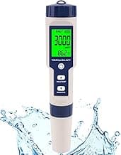Pool Salt Tester & PH Meter, Hofun Digital Salinity Meter and PH Tester for Aquarium and Pool Saltwater Water, 5 in 1 Salinity PH Temp EC and TDS Meter, Aquarium Swimming Pool Hot Tub, High Accuracy
