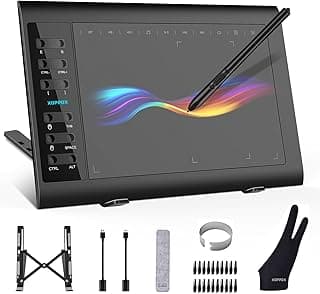 XOPPOX Graphics Drawing Tablet, 10×6 Inch Large Active Area with Battery-Free Stylus, 8192 Levels of Pen Pressure and 12 Hot Keys, Compatible with PC/Mac/Android for Painting, Design & Online Teaching