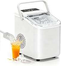 Sweetcrispy Countertop Ice Maker with Scoop, Basket and Handle, Portable Ice Machine 9 Ice Cubes Ready in 6 Mins, 26.5lbs in 24Hrs, 2 Sizes for Home Kitchen Office Bar Party