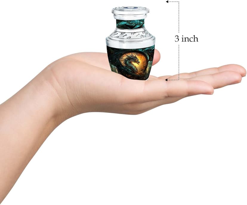 Guardian Dragon of The Mystic - Pack of 1 - Memorial Burial Urn - Decorative Urns - Small Ashes Keepsake for Sister - Small Keepsake Urn for Mom & Dad Ashes - Cremation Urns for Male & Female B0D4R1JV2X