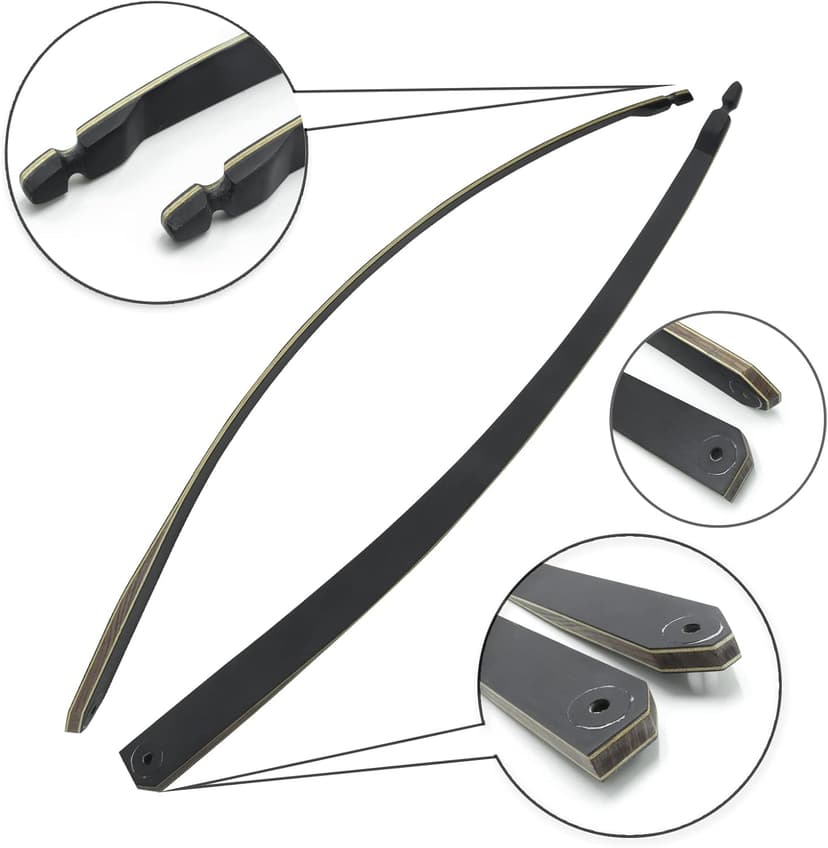 Black Hunter Archery Takedown Bow Longbow American Longbow Adult Right Hand Hunting Wood Bow 60",30-60lbs Target Practice
