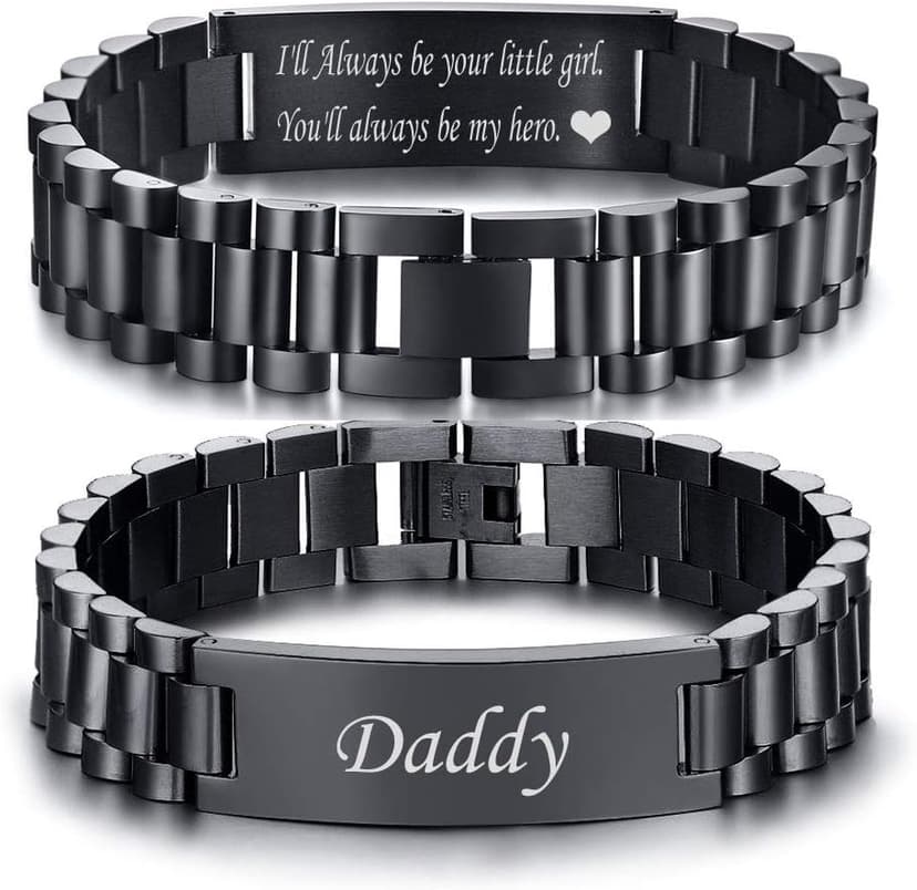 VNOX Masculine Watch Band Stainless Steel Link Bracelet Personalized Jewelry Gift for Men DAD Father Husband Boyfriend