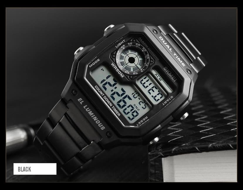 FANMIS Men's Luxury Digital Quartz Waterproof Wrist Watches Dual Time Countdown Alarm Stopwatch Backlight Multi-Function Watch