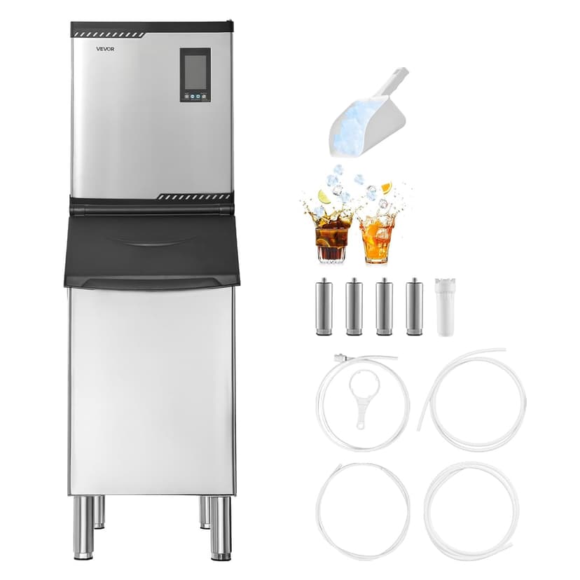 VEVOR Commercial Ice Maker Machine, 360LBS/24H Ice-Making Machine with 250LBS Large Storage Bin, Auto Self-Cleaning Ice Maker with Touchscreen for Bar Cafe Restaurant Business Commercial