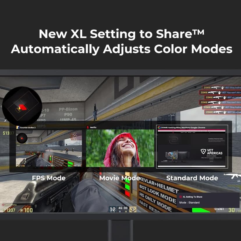BenQ Zowie XL2540X+ 24.1 New Fast TN 280Hz Gaming Monitor, 1080p, Auto Game Mode by XL Setting to Share, Height Adjustment Powered by Industrial-Grade Bearing Design, S Switch, Shielding Hood