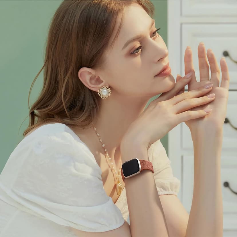 SNBLK 6 Pack Floral Engraved Bands Compatible with Apple Watch Bands 40mm 41mm 42mm 38mm 44mm 45mm 46mm 49mm Women Men, Silicone Flower Pattern Strap for iWatch Series 11 10 Se Ultra 9 8 7 6 5 4 3 2 1