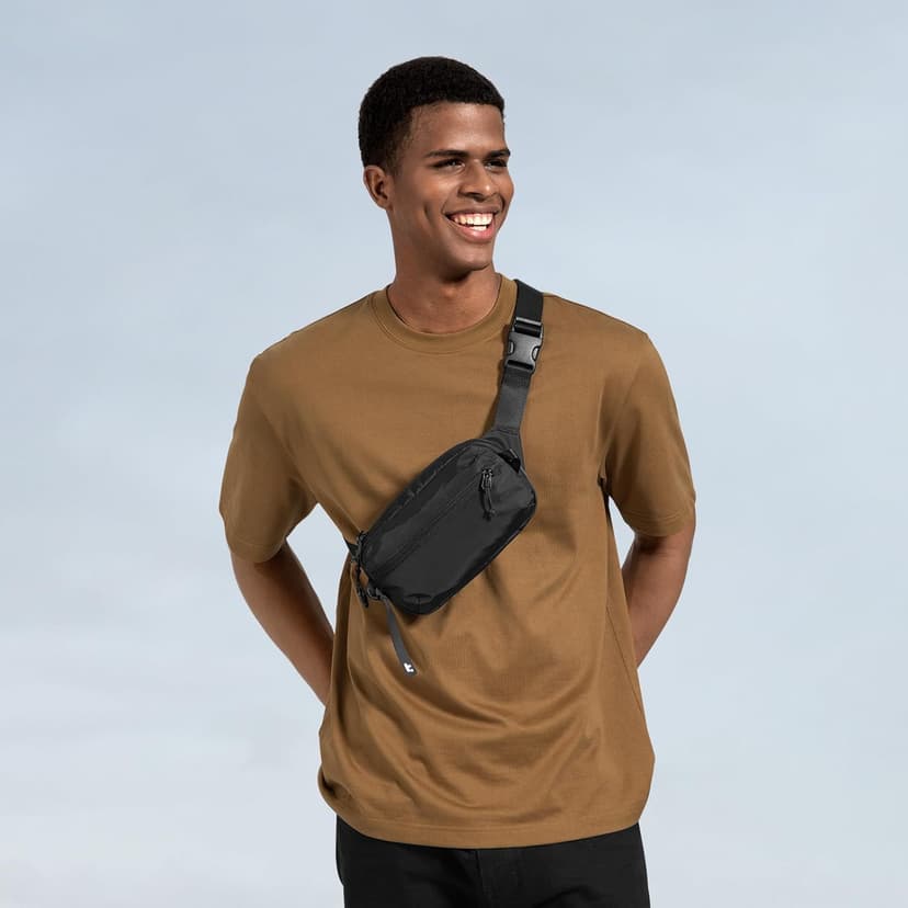 tomtoc tomtoc 1.5L Sling Bag with RFID Blocking, Crossbody Bag Minimalist Chest Shoulder Pack for Men and Women, Water-resistant Lightweight Casual Waist Fanny Pack for Travel, Daily Use