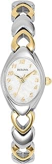 Bulova Ladies' Classic Two-Tone Stainless Steel 3-Hand Quartz, White Patterned Dial Style: 98V02