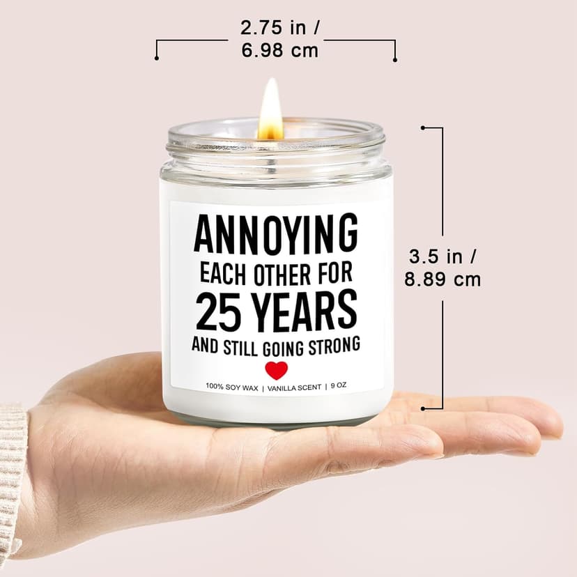 Younift Funny Scented Candle, 25th Anniversary, Gifts for Couple, 25th Wedding Anniversary Decorations, 25 Year Silver Anniv. Gifts for Husband, Wife, Him, Her, Women, Men, Friends, Parents B0D5J518NH
