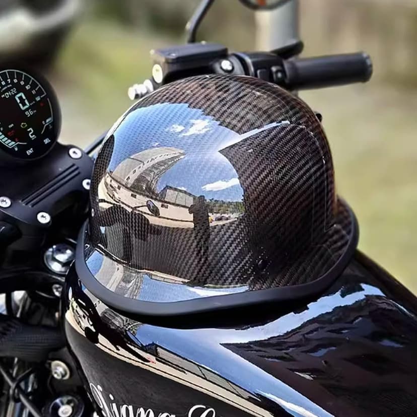 Vintage Motorcycle Half Helmets, Carbon Fiber Open Face Retro Motorcycle Helmets, German Style Half Shell Dot Helmet