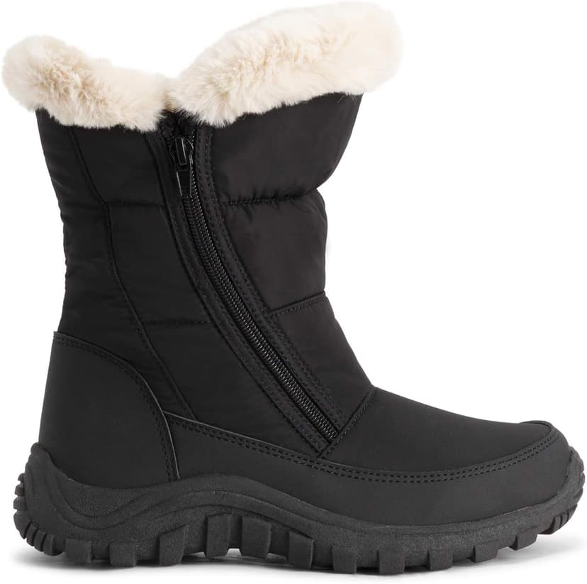 POLAR Womens Memory Foam Twin Zip Opening Pull On Nylon Waterproof Thick Faux Fur Lined Winter Rain Snow Boots