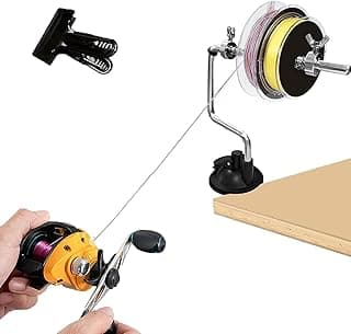 Fishing Line Spooler – Portable Table Mounted Reel Spooler for Spinning & Baitcasting Reels – Adjustable to Fit Multiple Size Spools-Fishing Line Remover Gifts for Men (Clips and Suction Cups)