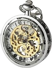 VIGOROSO Mens Classic Steampunk Pocket Watch with Chain Skeleton Hand Wind Mechanical Pocket Watches for Men & Women