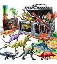 JOYIN Dinosaur Toys with Activity Play Mat & Storage Cage, 19 PCS Realistic Dinosaur Figures & Trees for Toddlers Kids Ages 3-5, Ideal for Boys and Girls Gift