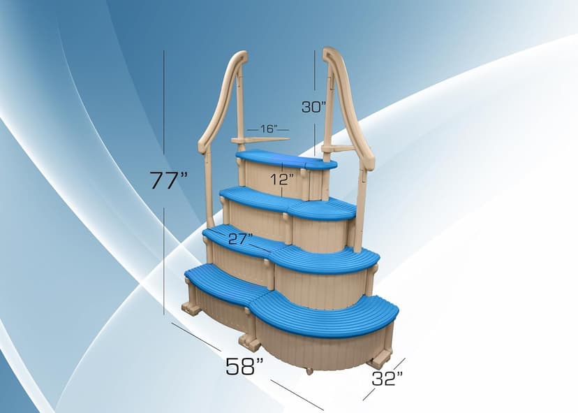 Confer Plastics Curve CCX-AG Drop in Above Ground Pool Step with Blue Treads - Base Step with Add-On