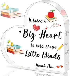 Teacher Valentine Gift, Valentines Day Gifts for Teachers - Acrylic Heart Shape Teachers Plaque 4×4 in, Teacher Retirement Gifts for Women Men, End of Year Thank You Teacher Keepsake
