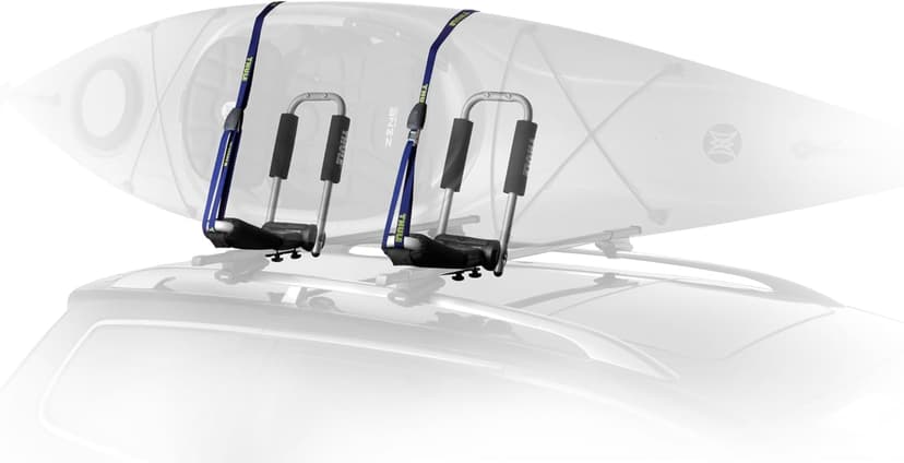 Thule HullaPort Pro - Rooftop Kayak Carrier - Foldable J-Cradle - 75lb Load Capacity - Includes 2 Bow & Stern tie Downs & 2 Straps - Fits Most roof Racks