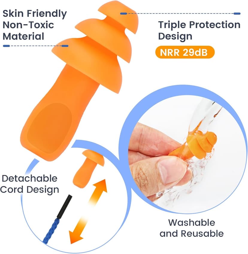 Shooting Ear Protection for Gun Range, 10 Pairs Ear Plugs for Noise Reduction, Hearing Protection for Shooters, Ear Plugs for Shooting, Silicone Ear Plugs