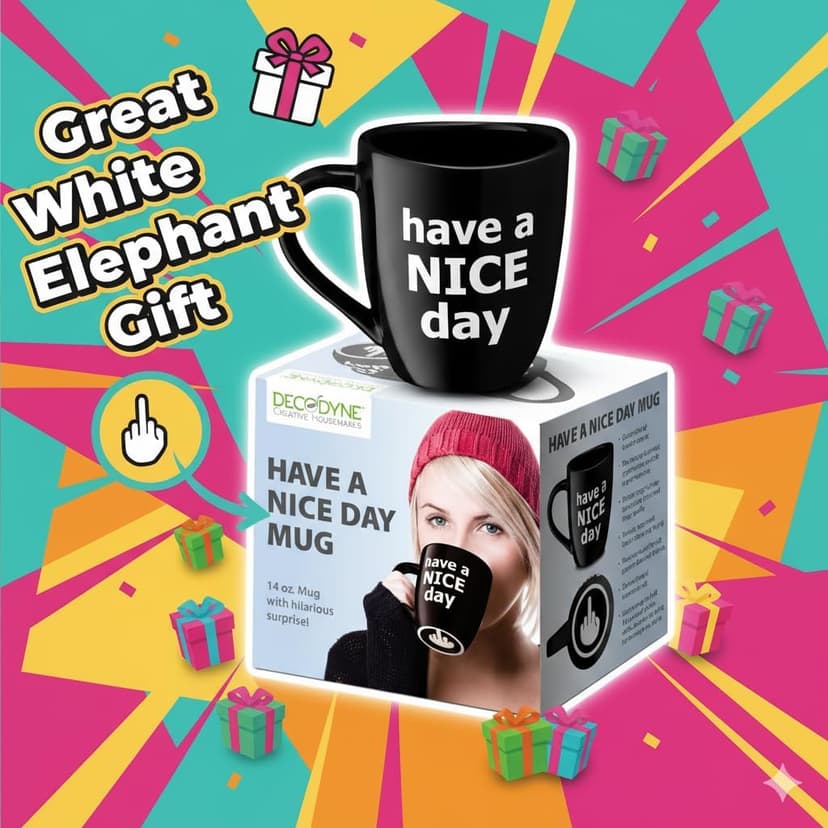 Decodyne Funny Coffee Mug, Gag White Elephant Gifts for Adults and Coworkers - Perfect for Christmas, and Novelty Gifts, Middle Finger Mug, 14 Ounce (Black) B076PJ1JSG