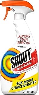 Shout Active Enzyme Laundry Stain Remover Spray, Triple-Acting Formula Clings, Penetrates, and Lifts 100+ Types of Everyday Stains - Prewash Spray 22oz