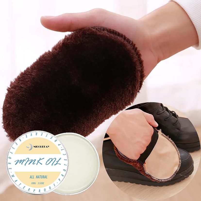 NICOLEKAY Mink Oil for Leather Boots, Leather Conditioner and Cleaner 3.52 oz-All-Natural Waterproof Soften and Restore Shoes