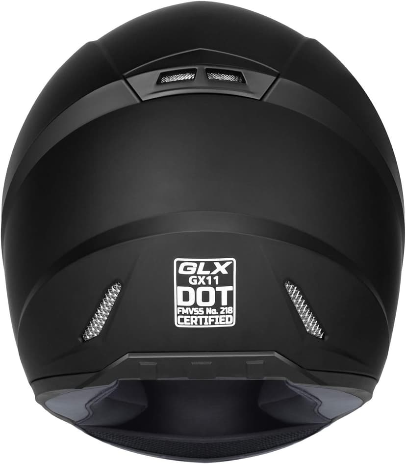 GLX GX11 Compact Motorcycle Helmet - Matte Black, Medium - Full Face w/ Tinted Visor, DOT Approved