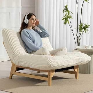 Giant Cloud Lounge Accent Chair for Reading, Big Comfy Cloud Chair with Frame for Living Room Bedroom Patio, Corduroy|Oversized|44 Inch (White)