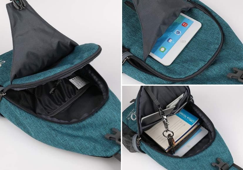 WATERFLY Crossbody Sling Backpack Sling Bag Travel Hiking Chest Bags Daypack (Teal blue) B07WNM894Y