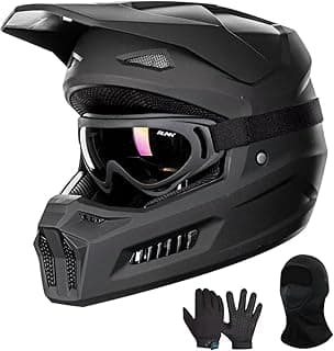 ILM Youth Dirt Bike Helmets Kids ATV Helmet Motorcross BMX Off Road Motorbike with Goggles Gloves Mask DOT Model MT601Y (Matte Black, Youth-XLarge)