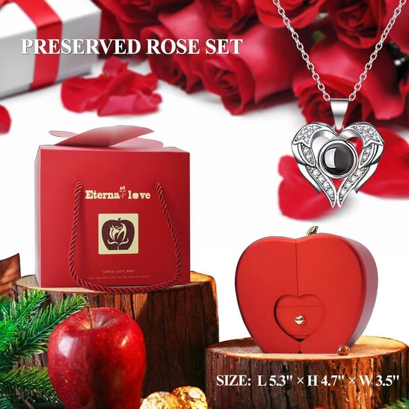 moshen Preserved Red Rose Flower Gift Box with LED Lights, Romantic Gift for Women, Ideal Gift for Mom Wife Girlfriend on Mother's Day, Valentine's Day, Christmas, Birthdays Anniversary (Red) B0FRNKJRLH