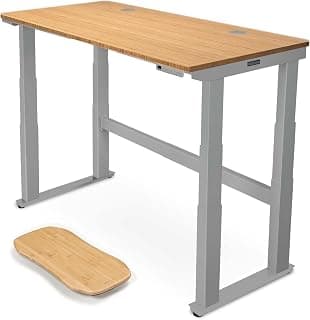 UPLIFT DESK Bamboo (60 x 30 inch) Electric Standing Desk V2-Commercial (Gray) 4-Leg Adjustable Stand Up Desk, Advanced Keypad, Wire Grommets, Wire Management Tray, Bamboo Rocker-X Board