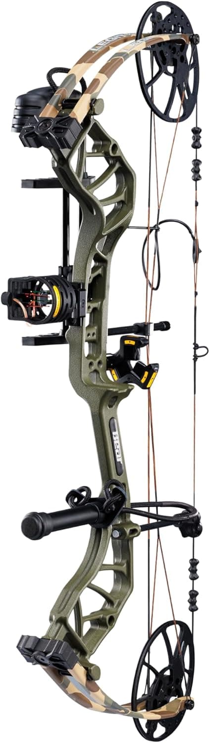 Bear Archery Legit MAXX Ready to Hunt Compound Bow Package with IMS Rest and Picatinny Sight Mounts, 10-70 lb Draw Weight, 14-13" Length