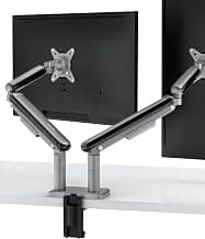 Desktronic Dual Monitor Arm — PowerSpring Technology for 2 Monitors, Up to 34" & 17.6 lbs Each, 360° Rotation, VESA 75/100 Compatible, Ergonomic Design for Home Office & Gaming Setup