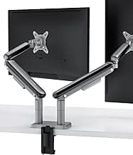 Desktronic Dual Monitor Arm — PowerSpring Technology for 2 Monitors, Up to 34" & 17.6 lbs Each, 360° Rotation, VESA 75/100 Compatible, Ergonomic Design for Home Office & Gaming Setup