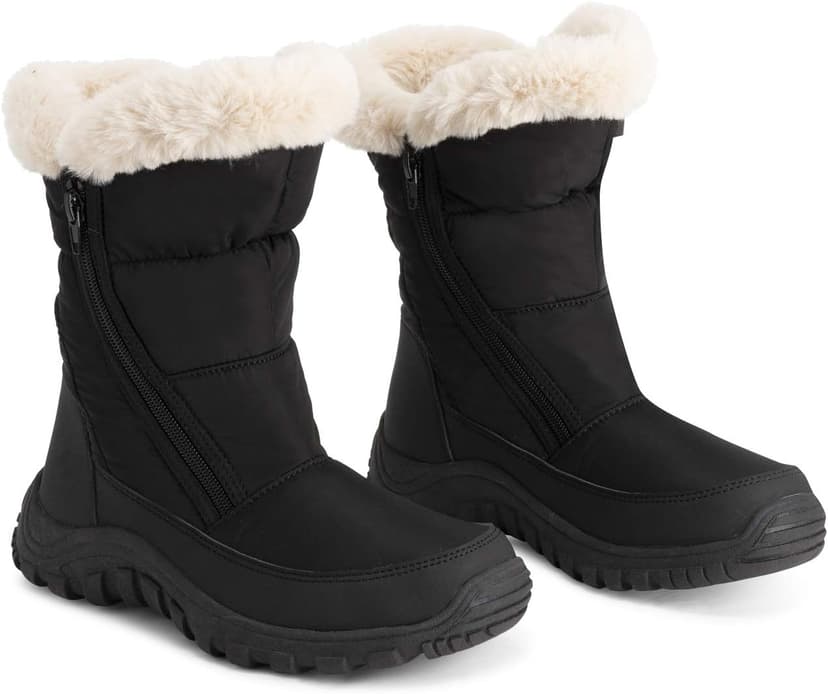 POLAR Womens Memory Foam Twin Zip Opening Pull On Nylon Waterproof Thick Faux Fur Lined Winter Rain Snow Boots
