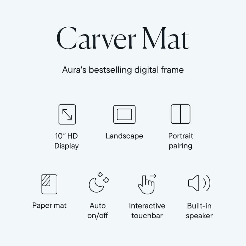 Aura Digital HD Picture Frame, Best Frame for Gifting, (10" - Carver Black Mat) B0GMKR3PJ7