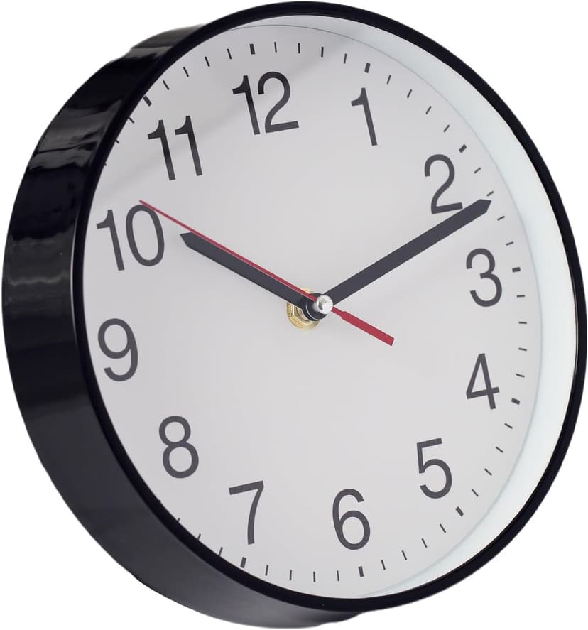 Spinaround Wall Clock, Modern Wall Clocks Battery, Silent Non-Ticking Analog Classic for Office, Home, Bathroom, Kitchen, Bedroom, School (Black,