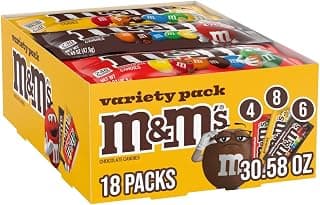 Real Milk Chocolate, Peanut, and Peanut Butter Candy, Individually Wrapped Packs for Sharing at Parties, Baking and Gifting M&M'S Milk Chocolate Candy, Bulk Candy Variety Pack, Full Size, Pack of 18 B004SK4KIG
