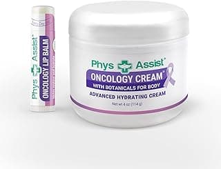 PhysAssist Oncology Cream 4 oz plus Lip Balm. Hydrates and Pampers Stressed skin. Made with a blend of natural Botanicals. Clinically Tested, Non Irritant.