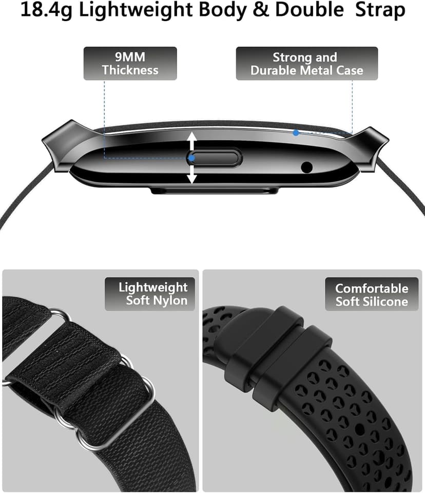 Smart Bracelet for Men Women, Health Activity Fitness Trackers, 24H Sleep Tracker, 24/7 Continuous Heart Rate/Blood Pressure/HRV/Stress Monitor, 170+ Sports Modes Smart Wristband with Free APP 2 Bands