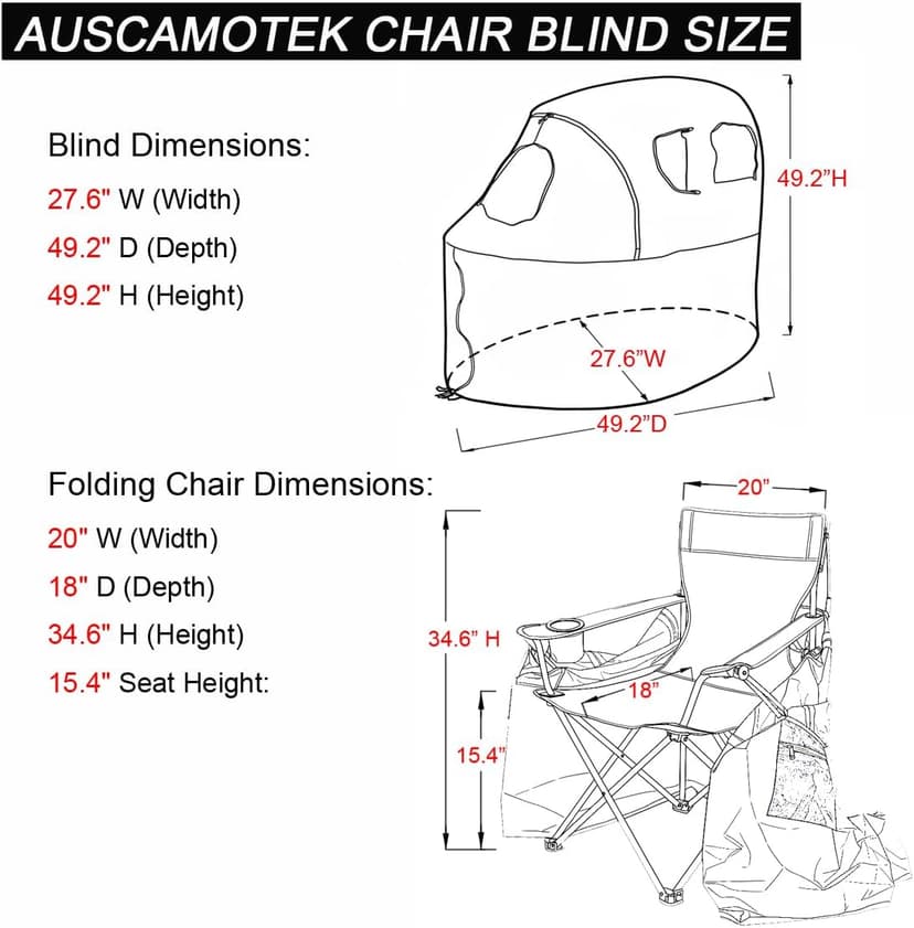 See-Through Hunting Ground Blind with Built-in Chair for Deer Hunting - 1 Person Pop-Up Camouflage Tent