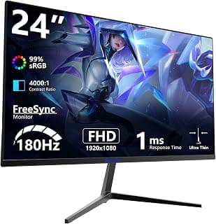 Sealan 24 Inch 180Hz Gaming Monitor, Full HD 1920 x 1080 Computer Display, VA Panel with HDR10, FreeSync, 99% sRGB, HDMI and DisplayPort, VESA Wall Mountable Monitor for PC, Laptop