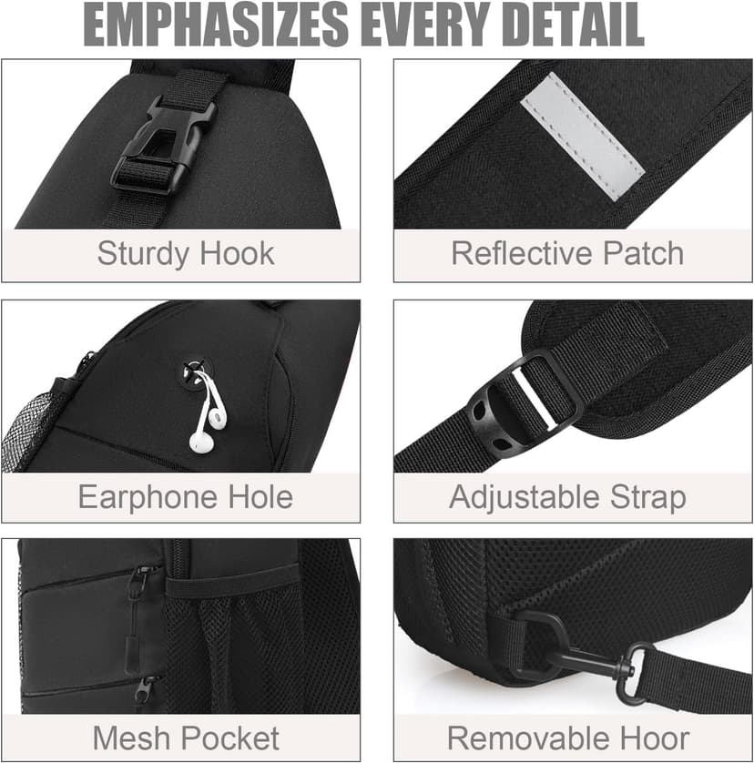 Pritent Crossbody Bags for Women Men Trendy Sling Bag Backpack Casual Chest Bag with Convertible Shoulder Strap